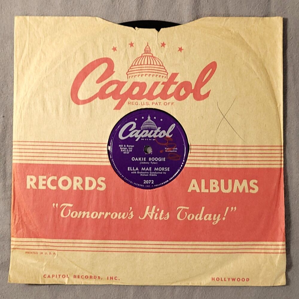 Ella Mae Morse 78 Oakie Boogie / Love Ya' Like Mad Capitol 2072 E- Jazz Pop 1952